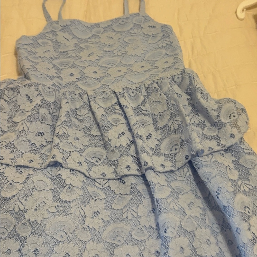 Elegant Blue Lace Dress